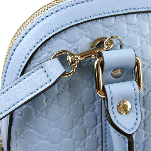 SOLD! NEW GUCCI Micro Guccissima GG BREE  Blue Leather MEDIUM Dome Crossbody Bag - Picture 2 of 15